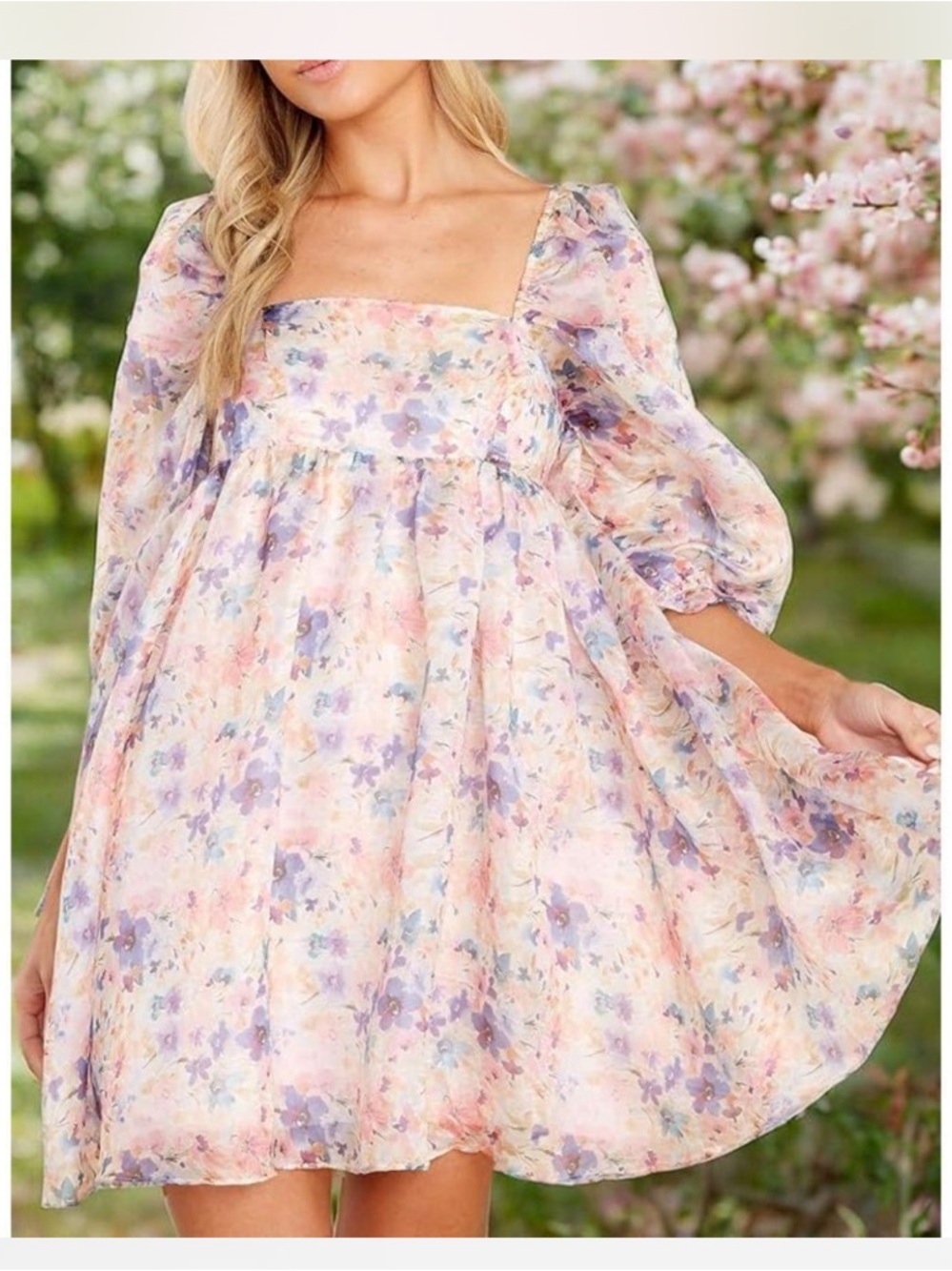 Storia Floral Mini Babydoll Dress